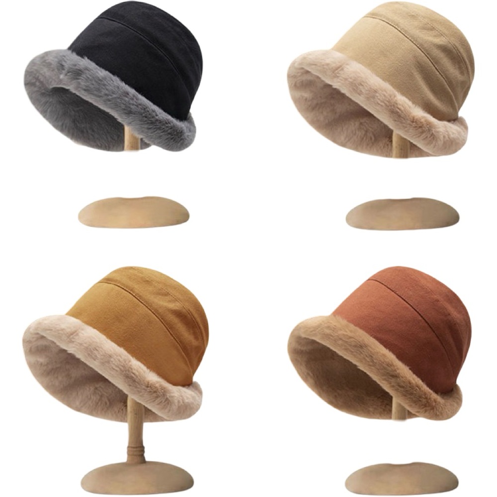 Snow Bunny Women’s Tan Hat with Faux Fur Trim - Picture 5 of 5